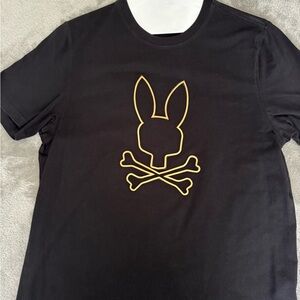 Psycho Bunny Black Tee with Gold Bunny Logo